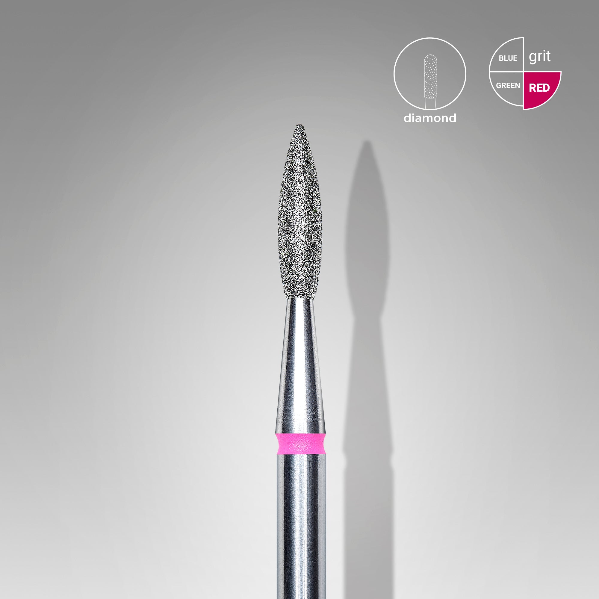 Diamond nail drill bit "flame", sharp, red,  head diameter 2.1  mm/ working part 8 mm image 0